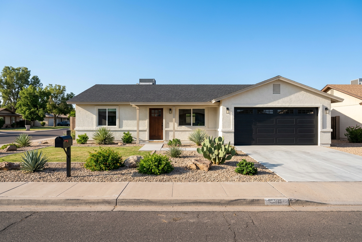 Home after — renovated, fresh landscaping