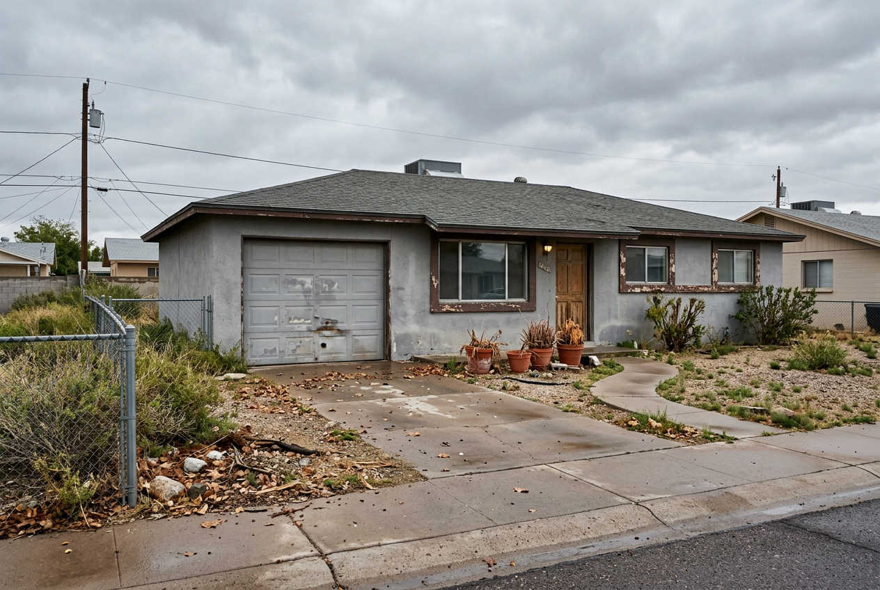 Vacant home before — neglected condition