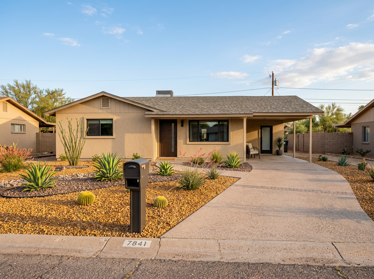 Renovated Scottsdale AZ home after cash purchase — golden hour, desert landscaping