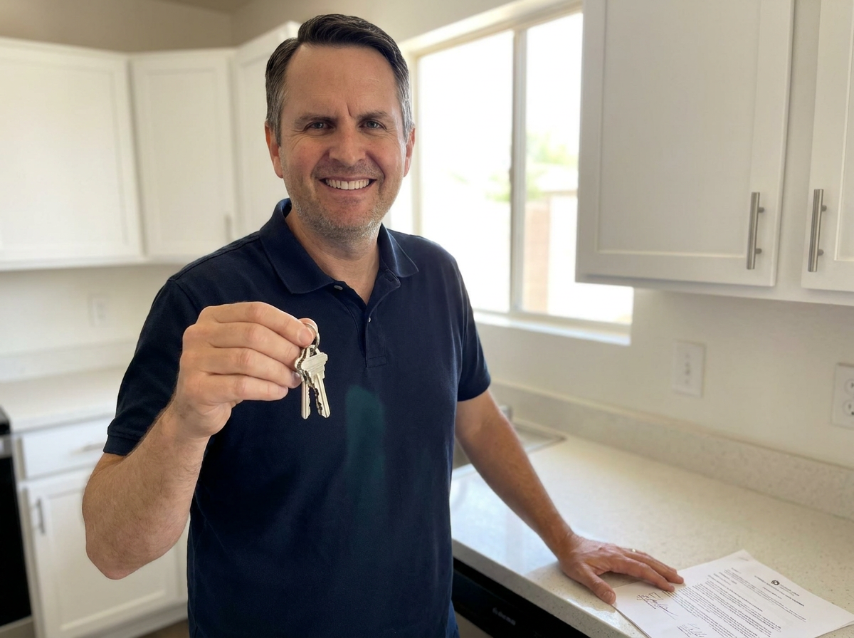 Scott Durham handing over keys at closing